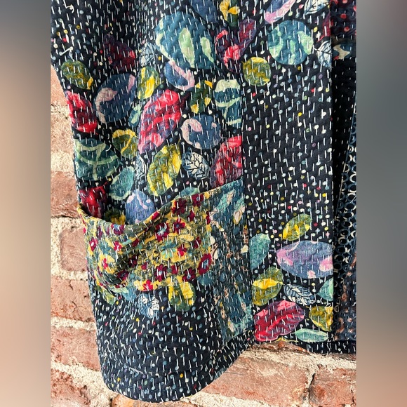 Reversible Handmade USA made Kantha Quilt Jacket by Otto Finn, Size XS - Picture 2 of 6